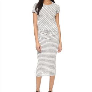 BNWT James Perse striped tucked tee maxi dress